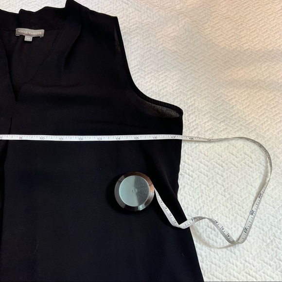 Vince Camuto Black Shirred High/Low V-Neck Tank Size XS - Picture 8 of 11